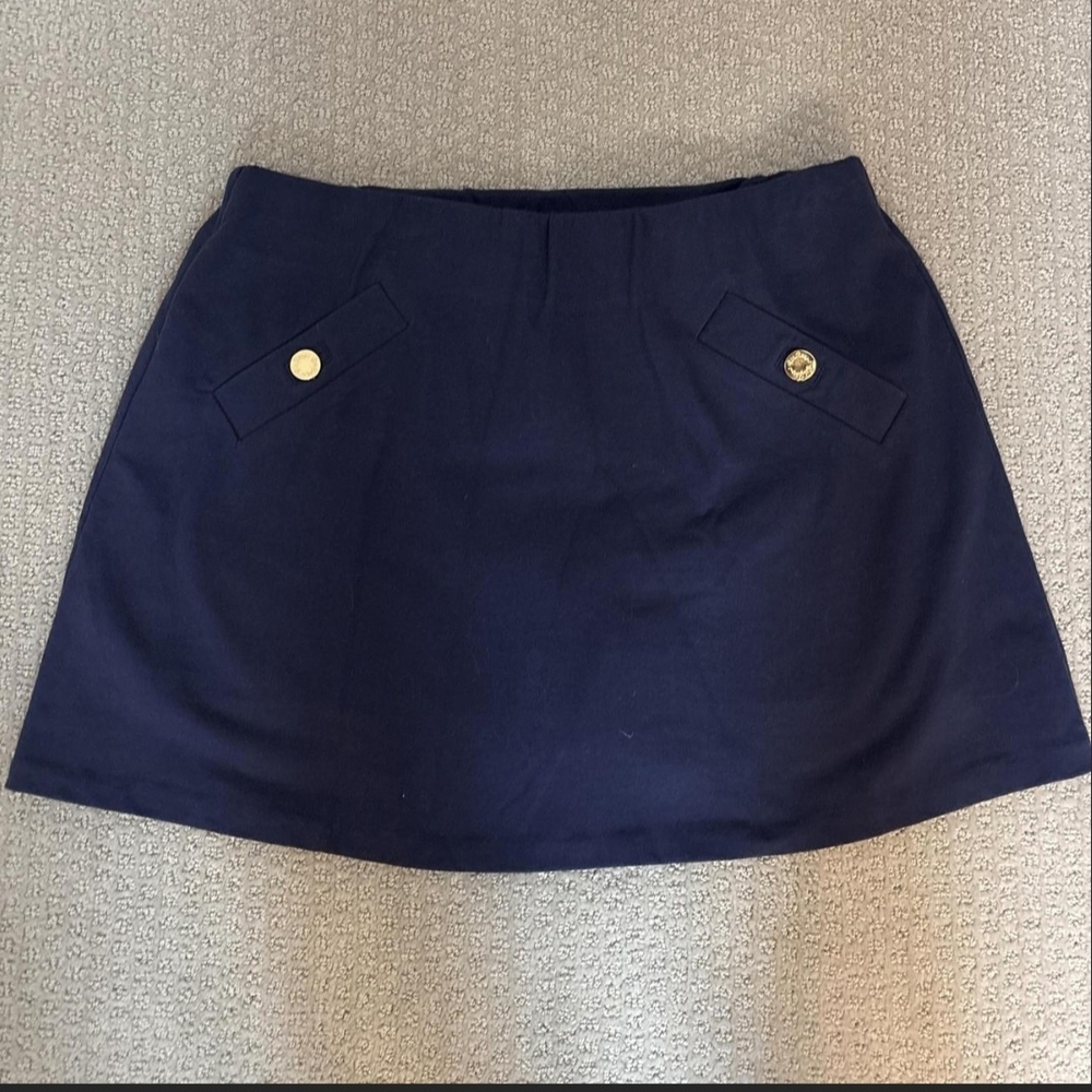 Lilly Pulitzer Navy Mini Skort with Gold Buttons